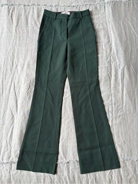 Victoria Beckham Green Wool Gabardine Trousers